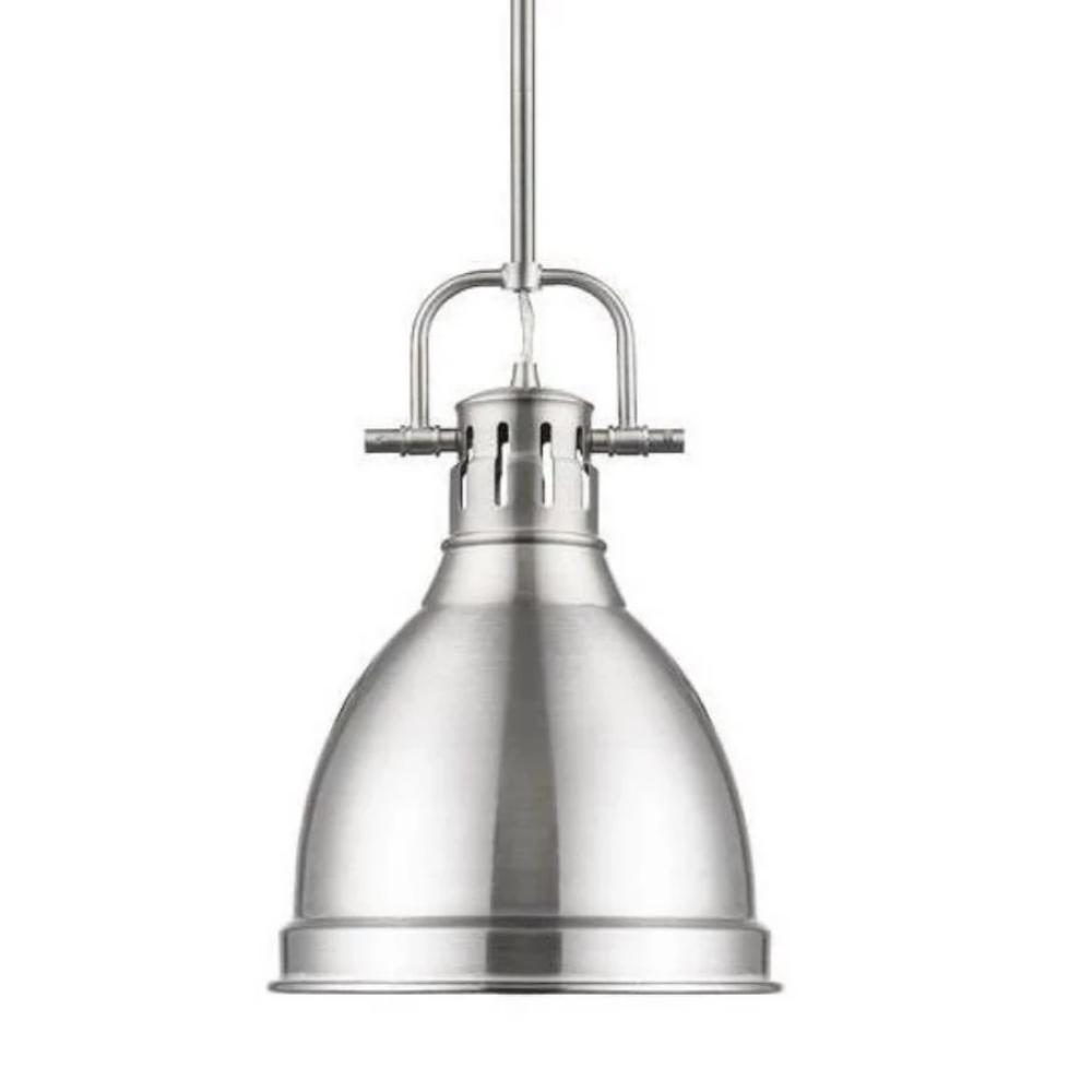 Duncan Small Pendant with Rod, Pewter, Pewter Shade