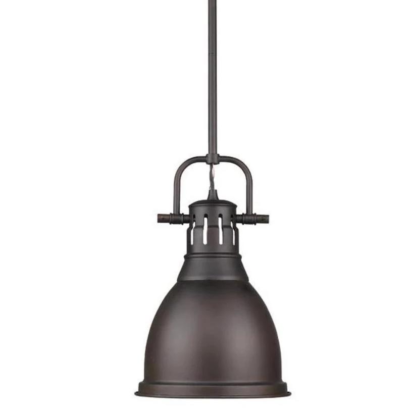 Duncan Small Pendant with Rod, Rubbed Bronze, Rubbed Bronze Shade