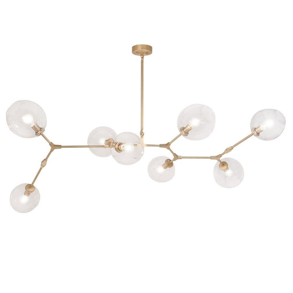 Fairfax Brass Large Linear Mid-Century Modern Chandelier with Clear Glass Globes by Avenue Lighting HF8088-BB