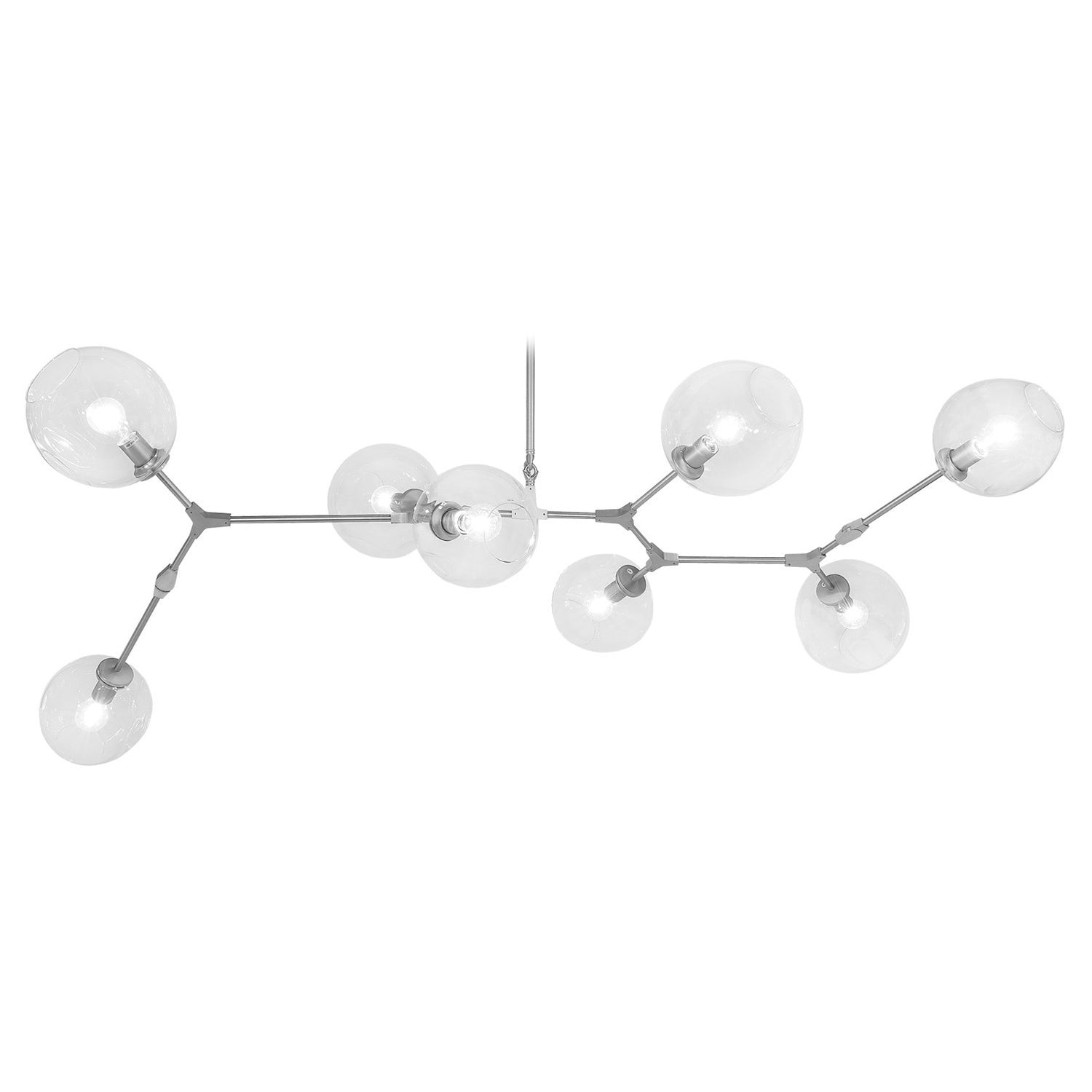 Fairfax Chrome Large Mid-Century Modern Linear Chandelier with Clear Glass Globes by Avenue Lighting HF8088-CH