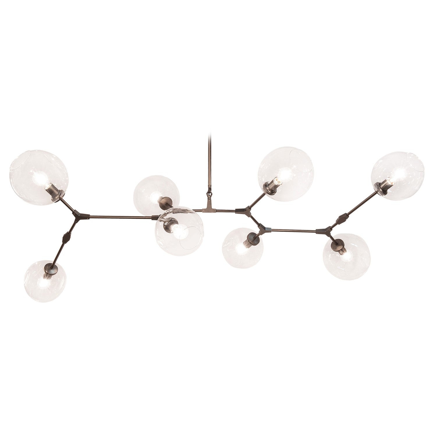 Fairfax Large Bronze Mid-Century Modern Linear Chandelier with Clear Glass Globes by Avenue Lighting HF8088-DBZ