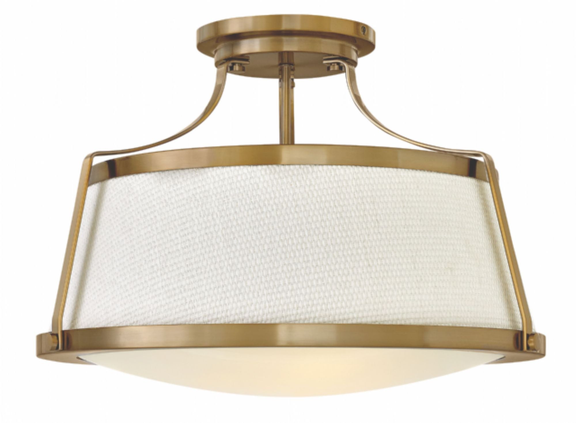 Charlotte 3 Light Semi Flush in Brushed Caramel with Woven Off-White Fabric Shade by Hinkley Lighting 3522BC