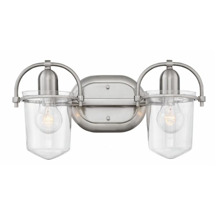 Clancy 2 Light Vanity in Brushed Nickel with Clear Glass Shades by Hinkley Lighting 5442BN-CL