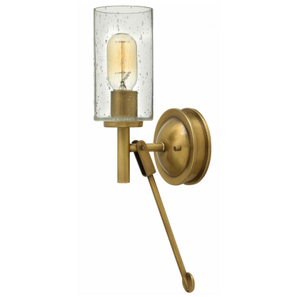 Collier Brass Wall Sconce with Cylindrical Clear Seedy Glass by Hinkley Lighting 3380HB