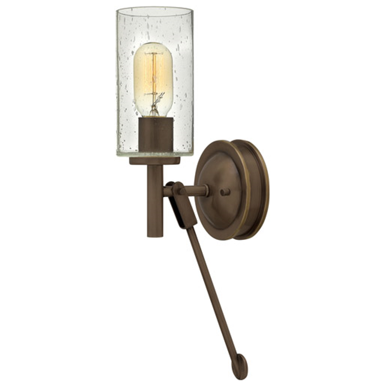 Collier Bronze Wall Sconce with Cylindrical Clear Seedy Glass by Hinkley Lighting 3380LZ