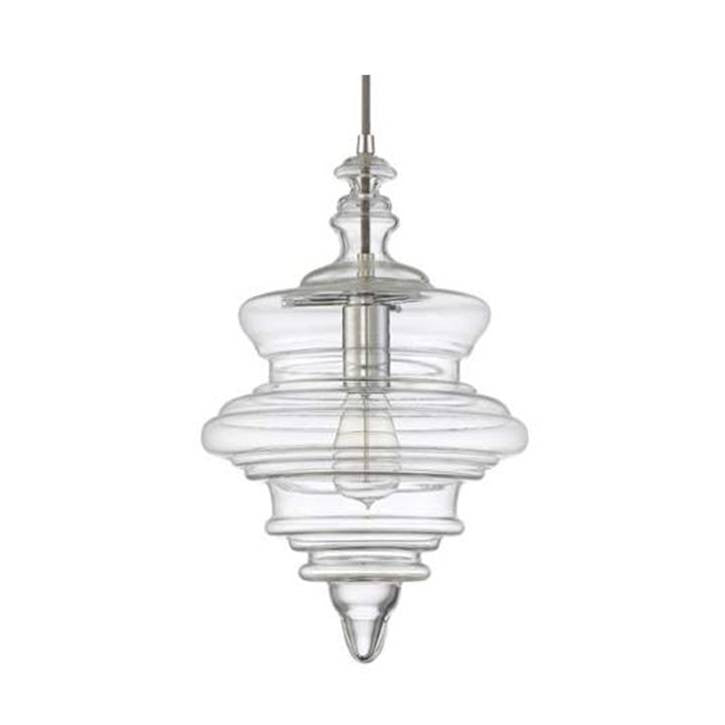 Tapered Blown Glass Mini Pendant with Clear Glass and Chrome Finish by Jeremiah Lighting P600CH1