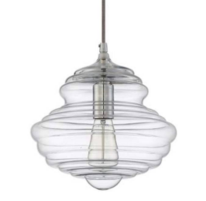 Blown Glass Mini Pendant with Clear Glass and Chrome Finish by Jeremiah Lighting P6101