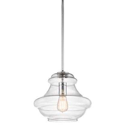1 Light Everly Pendant in Chrome with clear glass by Kichler 42044OZ