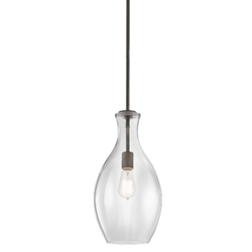 1 Light Everly Pendant in Olde Bronze with Clear Glass by Kichler 42047OZ