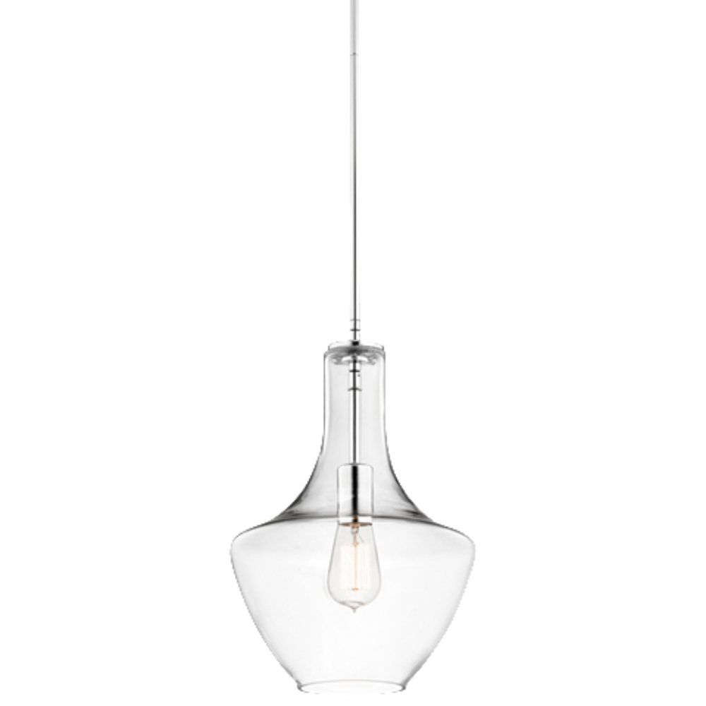 1 Light Everly Pendant in Chrome with Clear Glass by Kichler 42141CHCLR