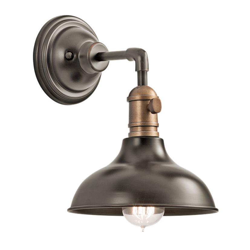 1 Light Industrial Cobson Wall Sconce in Olde Bronze by Kichler 42579OZ