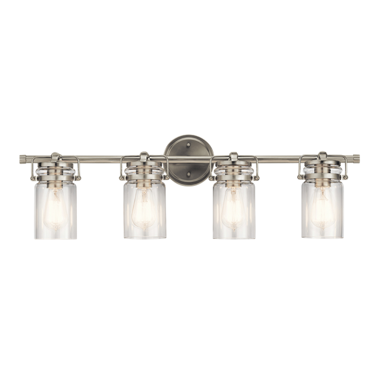 Brinley 4 Light Vanity in Brushed Nickel with Clear Glass Shades by Kichler Lighting 45690NI