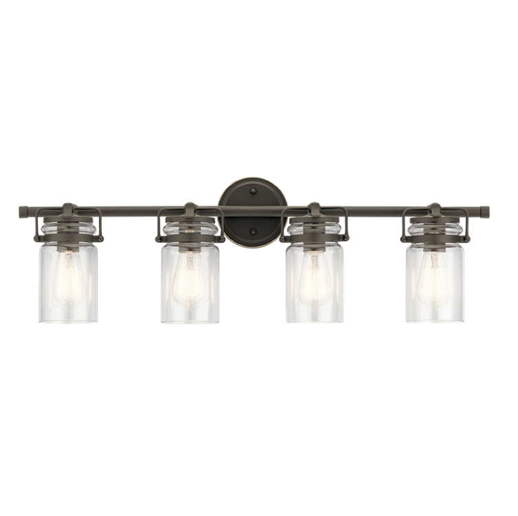 Brinley 4 Light Vanity in Olde Bronze with Clear Glass Shades by Kichler Lighting 45690OZ