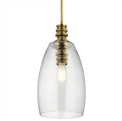 Lakum Pendant by Kichler in Natural Brass with Clear Seedy Glass 43090NBR