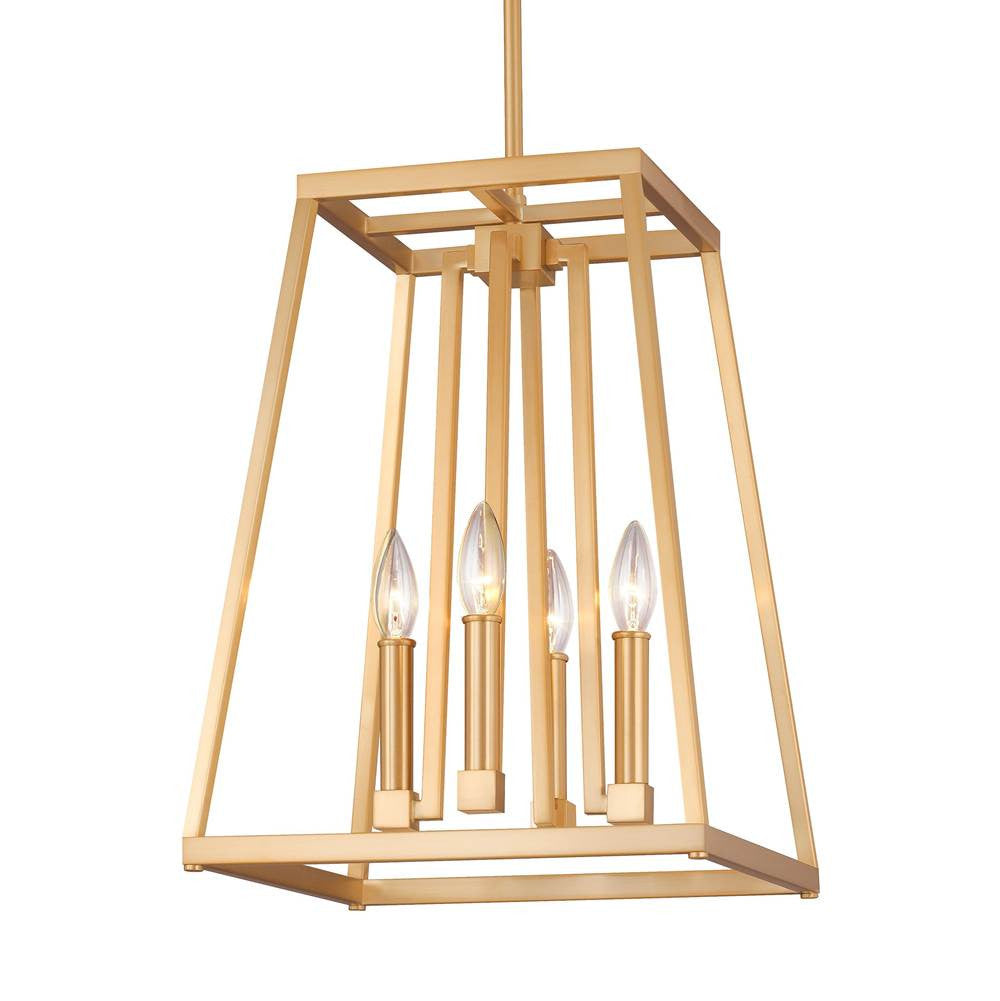 4 Light Conant Lantern Pendant in Gilded Satin Brass by Feiss MF-F3149/4GSB