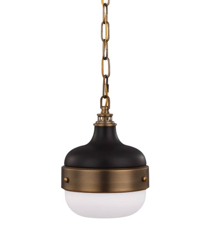 Small Cadence Pendant in Dark Antique Brass and Matte Black by Feiss P1282DAB/MB