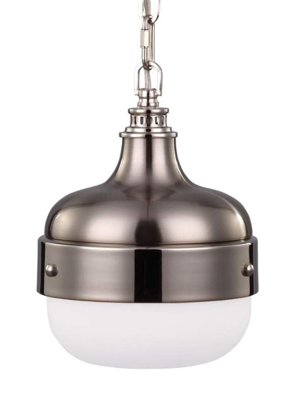 Small Cadence Pendant in Polished Nikel and Brushed Steel by Feiss P1282PN/BS