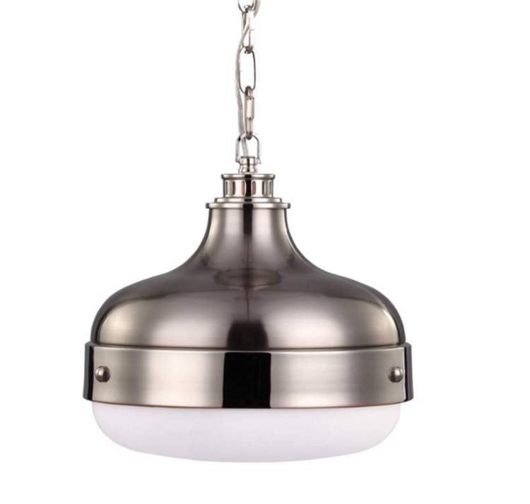 Large Cadence Pendant in Polished Nikel and Brushed Steel by Feiss P1283PN/BS