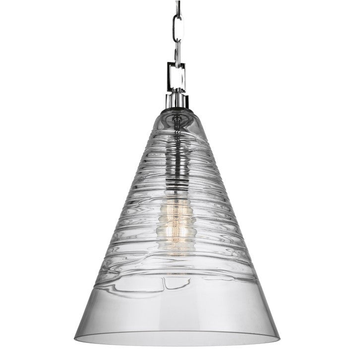 Elmore Cone Pendant in Chrome with Clear Candy Glass Shade by Feiss P1445CH