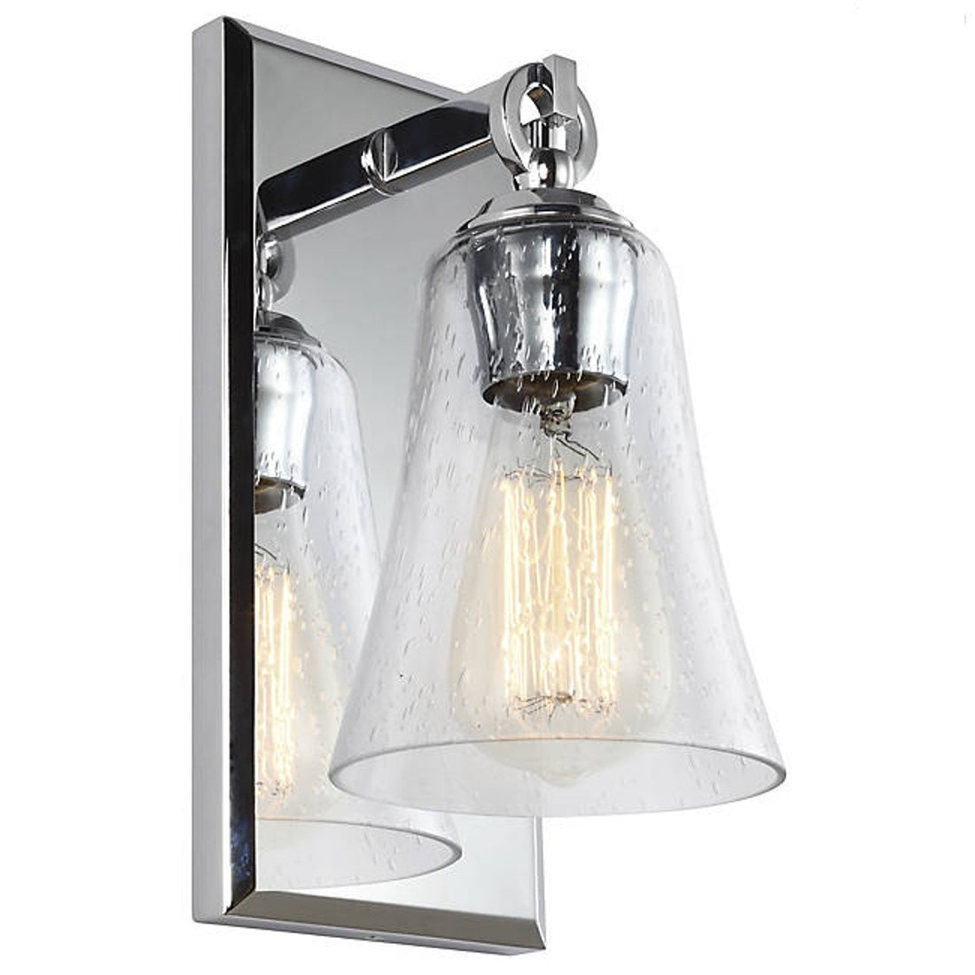Monterro Bath Light in Chrome with Clear Seeded Bell Glass Shade by Feiss VS24701CH
