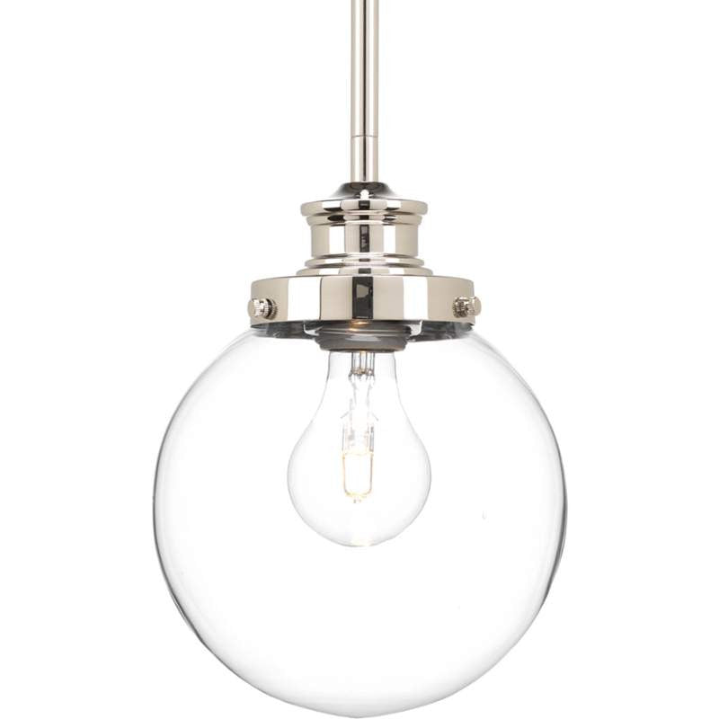 Penn Clear Glass Globe in Polished Nickel by Progress Lighting P5067-104