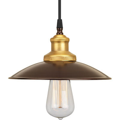 Small Archives Pendant in Antique Bronze with Satin Brass Accents by Progress P5161-20