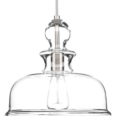 Progress Lighting Staunton Pendant in Brushed Nickel with Clear Glass P5332-09