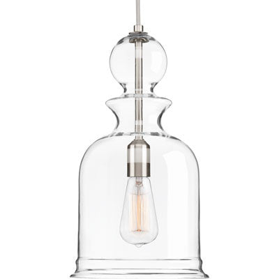 Progress Lighting Staunton Pendant in Brushed Nickel with Clear Glass P5333-09
