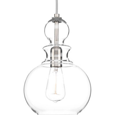 Progress Lighting Staunton Pendant in Brushed Nickel with Clear Glass P5334-09
