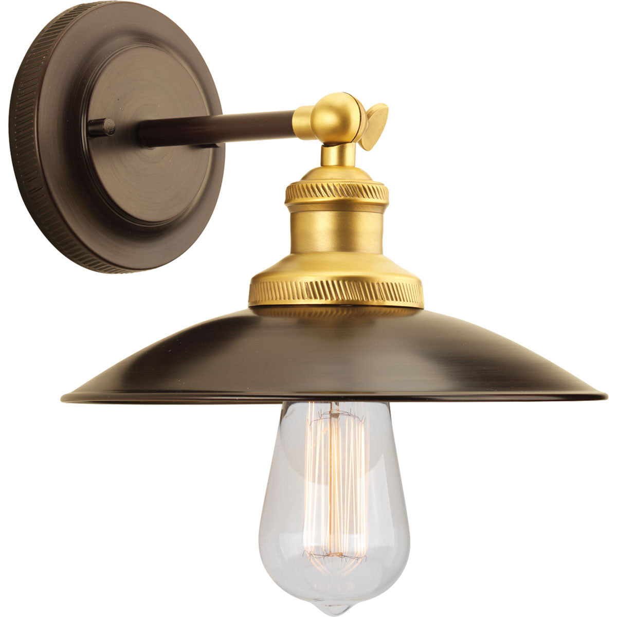Archives Wall Sconce in Antique Bronze with Satin Brass Accents by Progress Lighting P7156-20