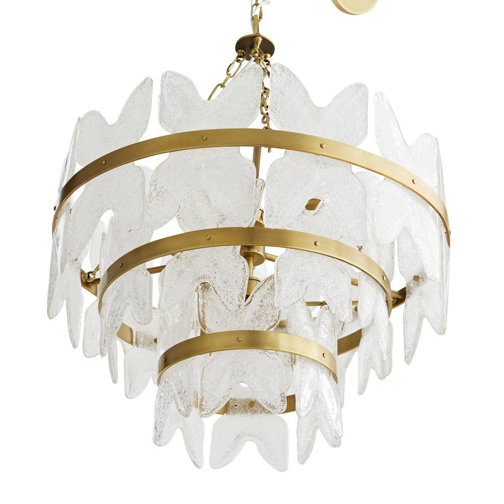 Regina Chandelier with Seeded Glass and Antique Brass