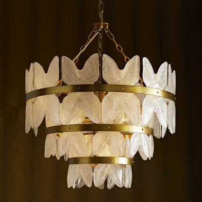 Regina Chandelier with Seeded Glass and Antique Brass Lifestyle Image