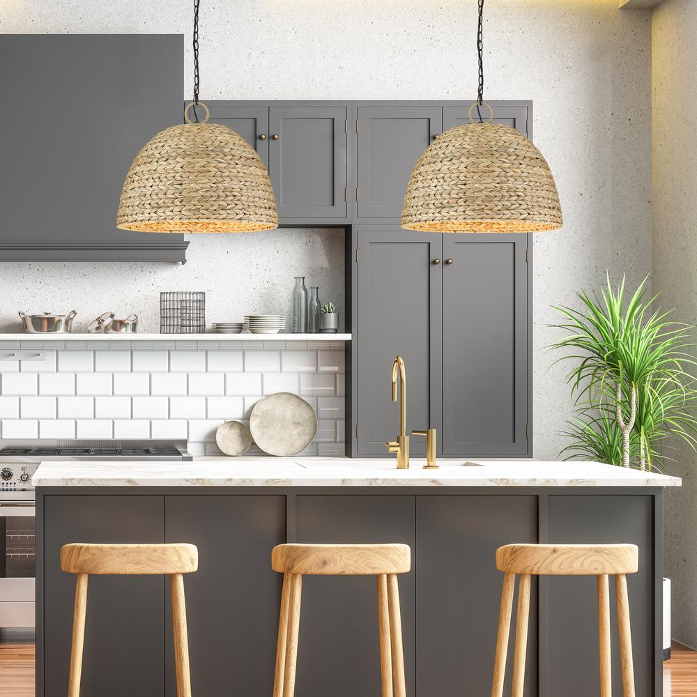Remi 5-Light Woven Pendant, Pendant, Sweet Grass Shade