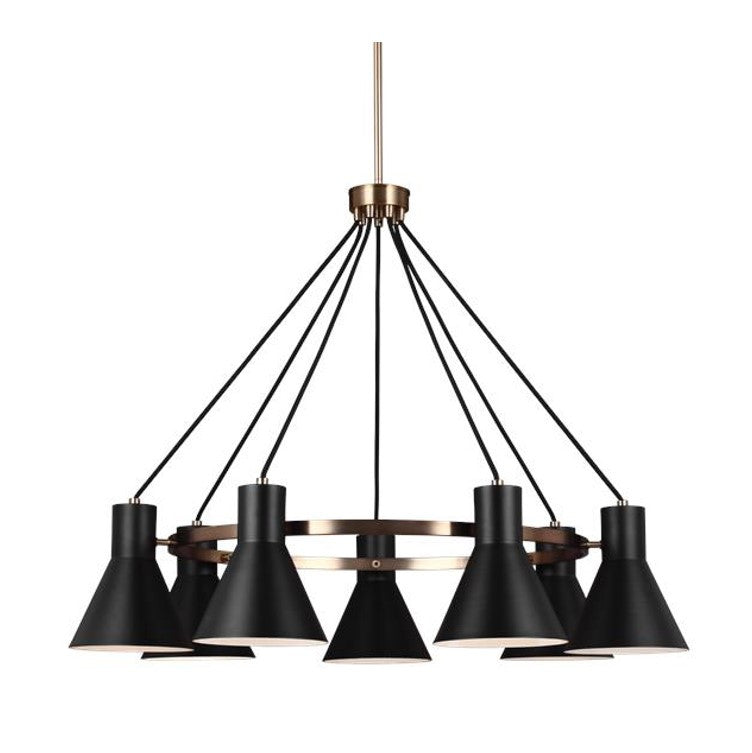 Towner Chandelier with Black Glass, LED, by Seagull Lighting, 3141307EN-848