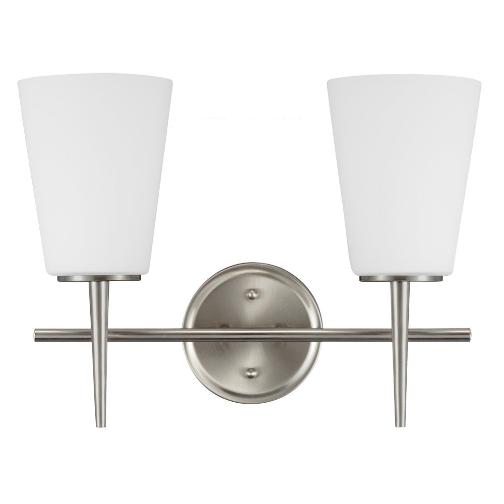 2 Light Driscoll Bath Light in Brushed Nickel, by Seagull Lighting, 4440402-962