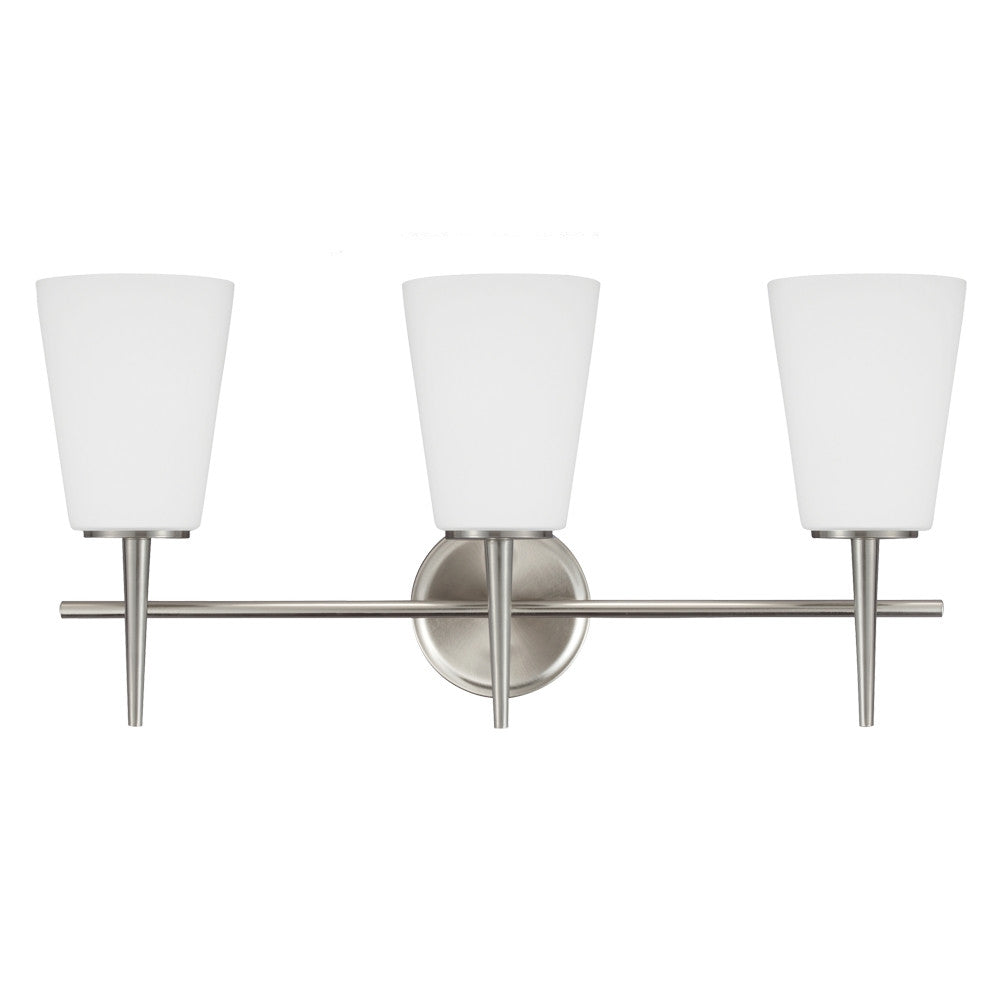 3 Light Driscoll Bath Light in Brushed Nickel, by Seagull Lighting, 4440403-962