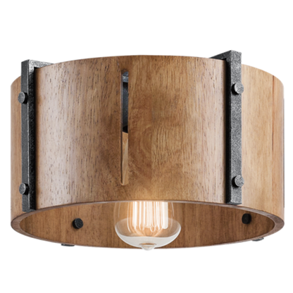 Elbur 1 Light Semi Flush in Distressed Black with Natural Maple Shade by Kichler Lighting 42643DBK