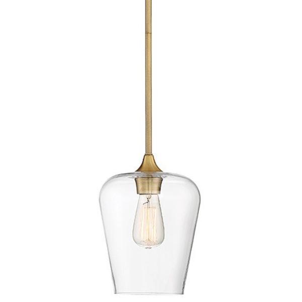 Octave 1 Light Pendant in Warm Brass with Clear Glass Shades by Savoy House 7-4036-1-322