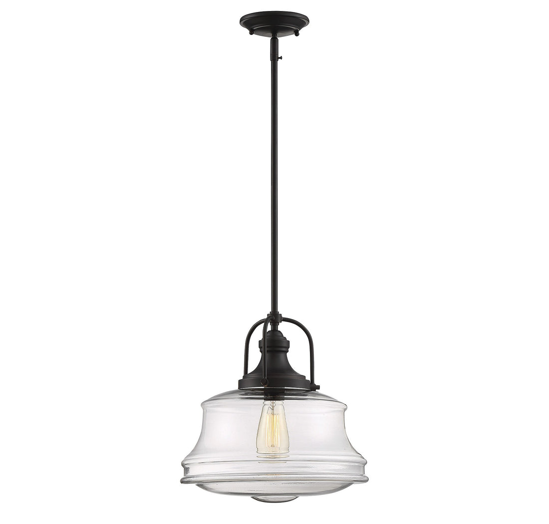 Garvey 1 Light Pendant in English Bronze with Clear Glass Shade by Savoy House 7-5012-1-13