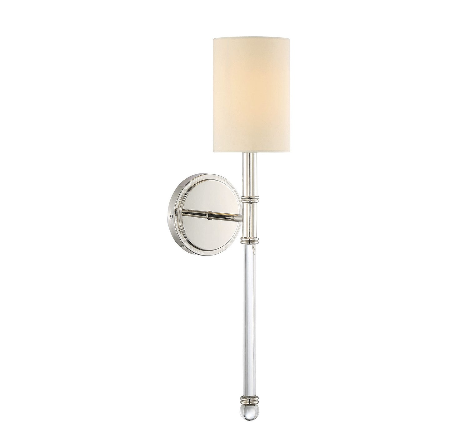 Savoy House Fremont 1 Light Wall Sconce in Polished Nickel and Soft White Fabric Shade 9-101-1-109