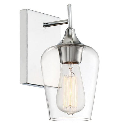 Octave 1 Light Vanity in Polished Chrome with Clear Glass Shade by Savoy House 9-4030-1-11