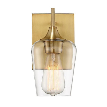 Octave 1 Light Vanity in Warm Brass with Clear Glass Shade by Savoy House 9-4030-1-322