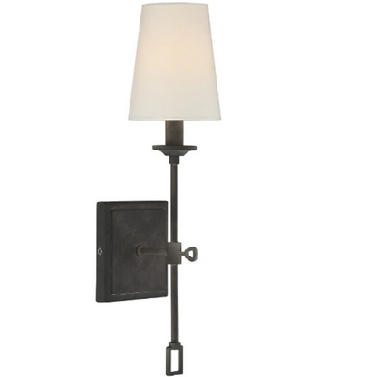 Lorainne 1 Light Wall Sconce by Savoy House in Oxidized Black with Fabric Shade 9-9004-1-88