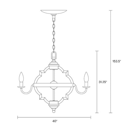 Colton 6-Light Chandelier, Chandelier, Scale Drawing