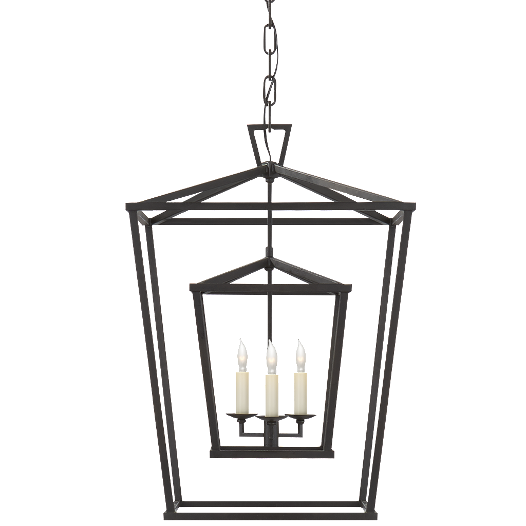 Small Darlana Double Cage Lantern by Visual Comfort in Aged Iron CHC2178AI | Open Cage Lanterns | Lighting Connection