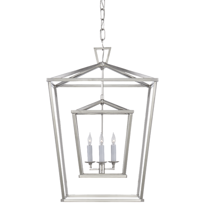 Small Darlana Double Cage Lantern by Visual Comfort in Polished Nickel CHC2178PN | Open Cage Lanterns | Lighting Connection