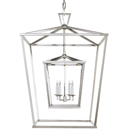 Medium Darlana Double Cage Lantern by Visual Comfort in Polished Nickel CHC2179PN | Open Cage Lanterns | Lighting Connection