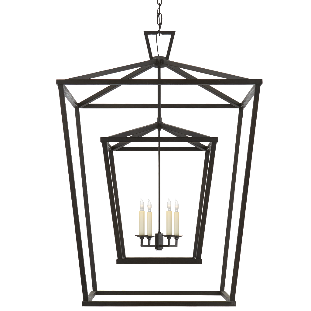 Medium Darlana Double Cage Lantern by Visual Comfort in Aged Iron CHC2179AI | Open Cage Lanterns | Lighting Connection