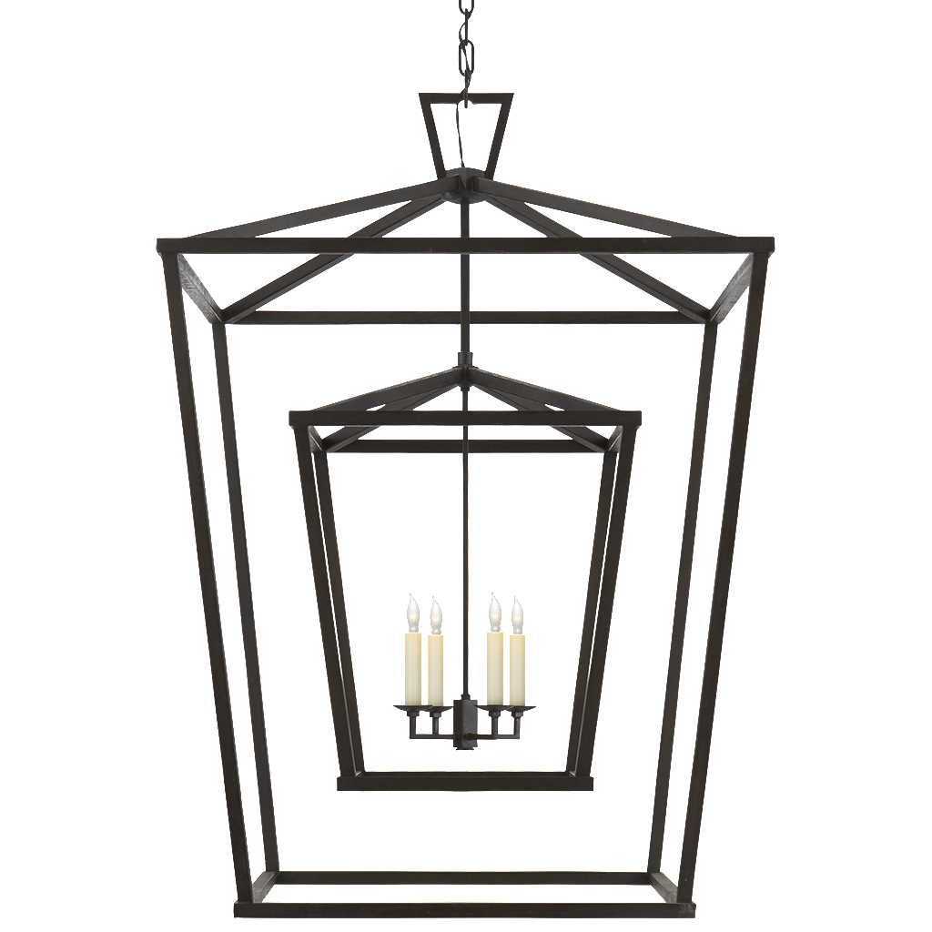 Large Darlana Double Cage Lantern by Visual Comfort in Aged Iron CHC2199AI | Open Cage Lanterns | Lighting Connection