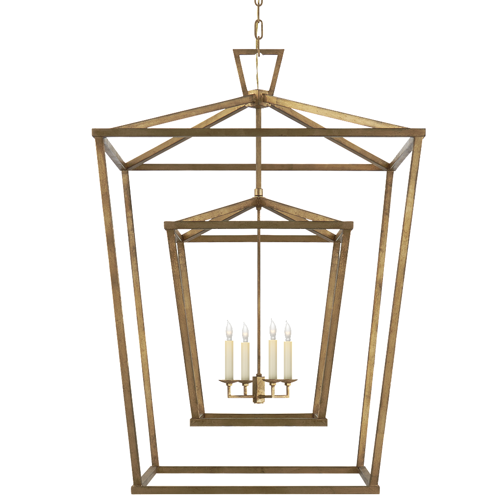 Large Darlana Double Cage Lantern by Visual Comfort in Gilded Iron CHC2199GI | Open Cage Lanterns | Lighting Connection